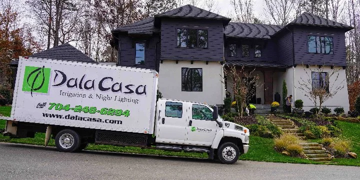 DalaCasa Landscape Management truck and crew at customer's home in Concord, NC.